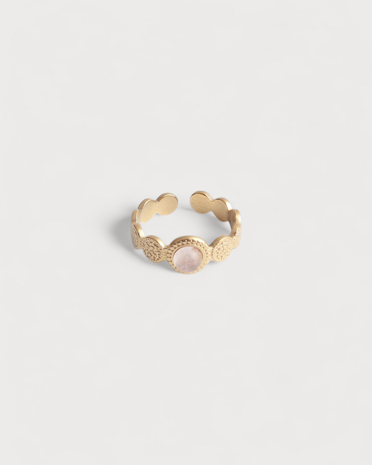 Noé - Ring - Natural Stone - Stainless Steel - Adjustable