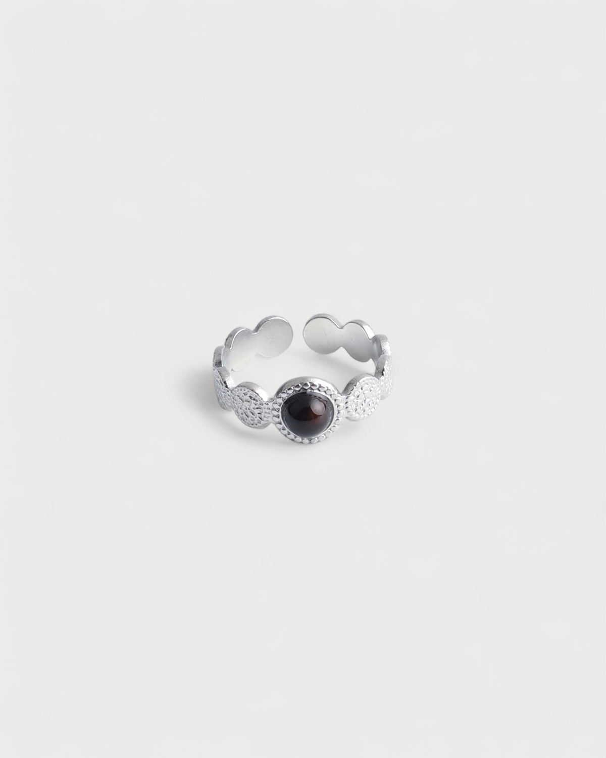 Noé - Ring - Natural Stone - Stainless Steel - Adjustable