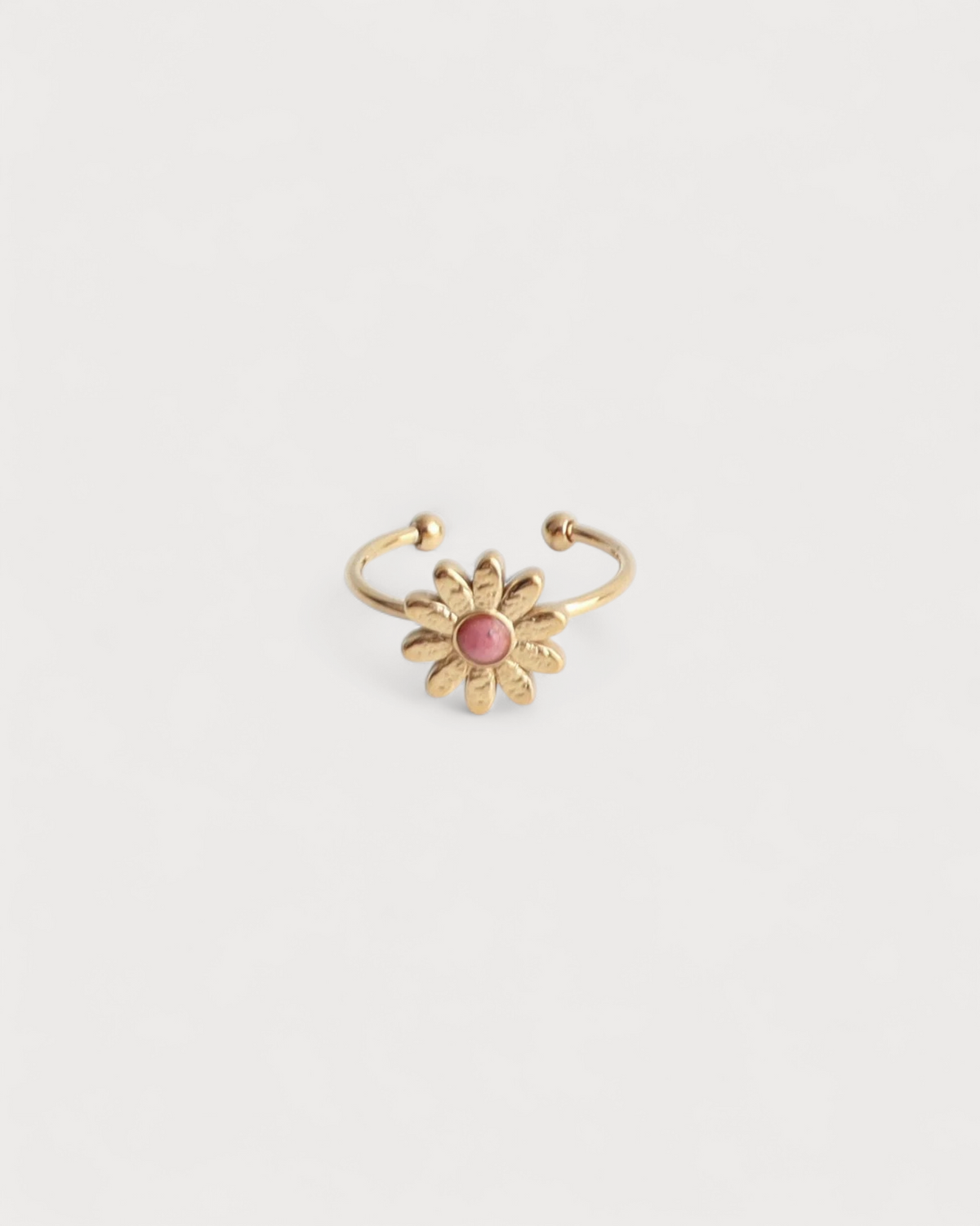 Daisy - Ring - Natural Stone - Stainless Steel - Adjustable