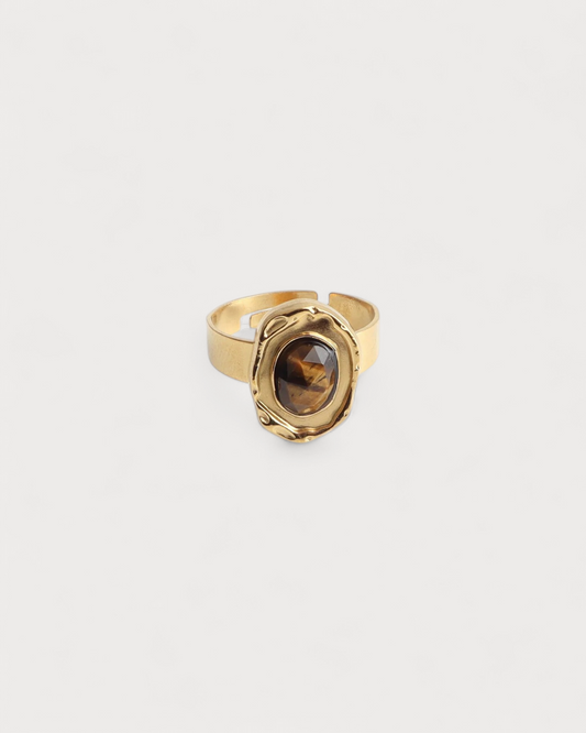 Salomé - Ring - Natural Stone - Stainless Steel - Adjustable