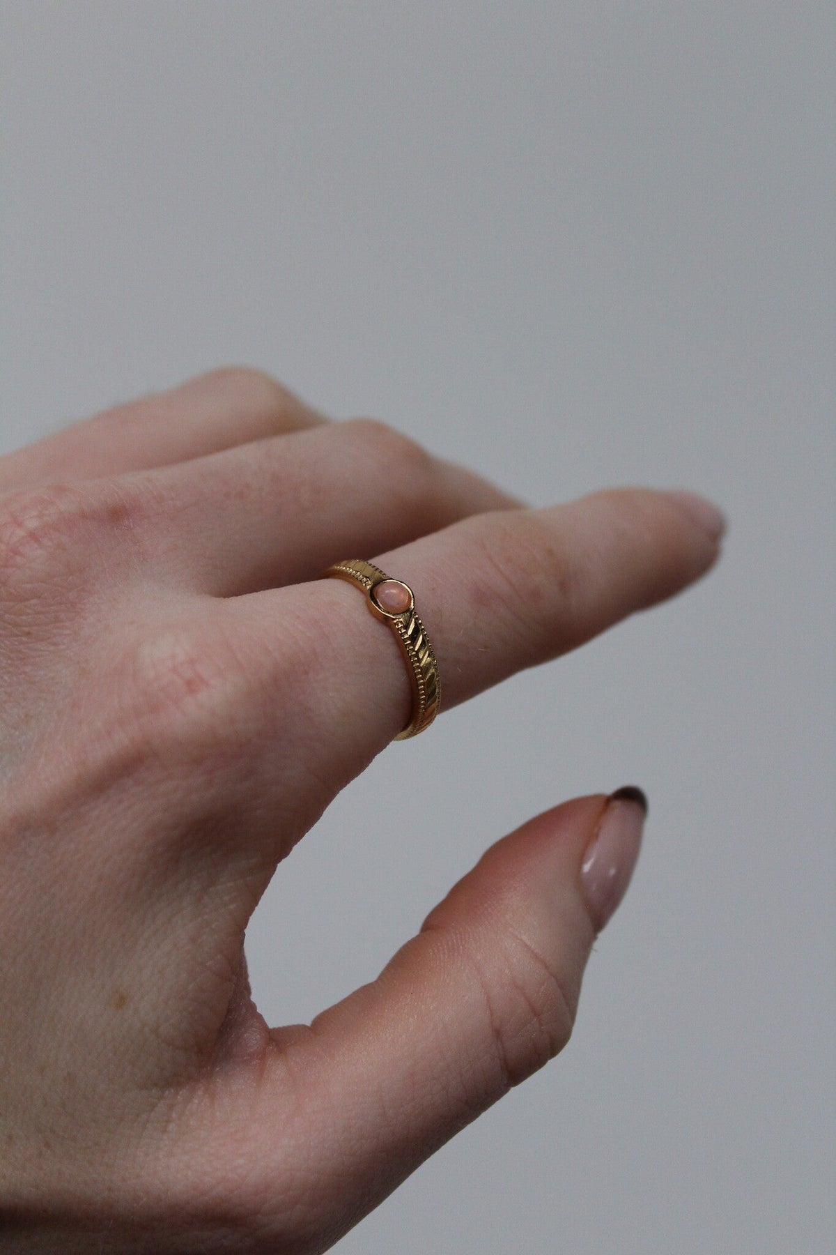 Zosia - Ring - Natural Stone - Stainless Steel - Adjustable